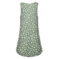 Haljine za žene Mini Mini Bez rukava ležerna ljetna haljina s izrezom u obliku slova U i zelenim printom u boji