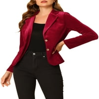 Jedinstvene ponude za žensko zarezani refer gumb Front Office Velvet Blazer jakna