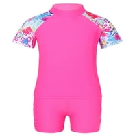 Dječje djevojke kupaći kostima cvjetni print majica s kratkim rukavima s kupaćim kostima