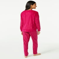Joyspun ženski velur vrh i hlače za spavanje set pidžama, 2-komad, veličine s 3x