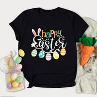 Ženske košulje s natpisom Sretan Uskrs, majice s okruglim vratom, pulover kratkih rukava, majice s printom slova