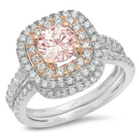 1. Karat okruglog reza ružičasti imitirani dijamant pravi dragulj od bijelog ružičastog zlata 14k prilagodljivo
