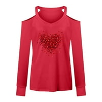 Košulje za žene trendovske žene ležerno tiskane pulover s dugim rukavima s bluzama s bluza majica Crvena L