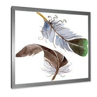 DesignArt 'Abstraktno zeleno ptičje pero od krila' Boemijski i eklektični uokvireni umjetnički tisak