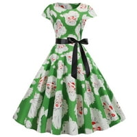 ljetne haljine s kratkim rukavima s okruglim vratom vintage retro božićne zavojne haljine s patentnim zatvaračem