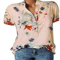 Ženska majica s cvjetnim printom s izrezom u obliku slova A, Plus, bluza s kratkim rukavima, vrhovi u crnoj boji