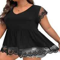 Ženske bluze Plus size Elegantna jednobojna bluza s peplumom u obliku slova 00 u crnoj boji
