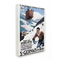 Stupell Industries Muški sportaš Mountain Skiing Vintage ilustracija Oglas dizajnirao Marcus Jules