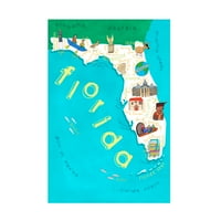 Carla Daly 'Ilustrirana državna mapa Florida' platno umjetnost