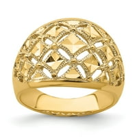 Prsten s kupolom od punog žutog zlata od 14 karata s dijamantnim rezom i dijamantnim uzorkom, Veličina 9