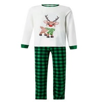 Lieserrm božićna obiteljska pidžama podudaranje setova s ​​crtanim jelenima s crtanim vrhovima jelena + karirane