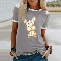 Ženske uskrsne majice Slatka zečja zečja tiskana kratka rukava okrugli vrat vrhovi ljeto povremene grafičke majice