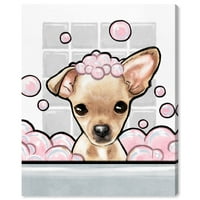 Wynwood Studio životinje zidne umjetničke platnene otiske 'mjehurića ličnost Chihuahua' Psi i štenad - smeđa,