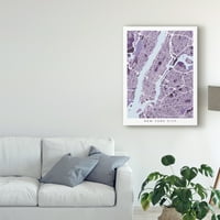 Zaštitni znak likovne umjetnosti 'New York City Street Map Purple' Platno umjetnost Michaela Tompsetta