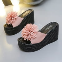Honeeladyy sandale za mamine cvjetne papuče s nagibom debeo za žene Ljetne prozračne sandale na plaži