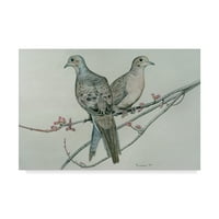 Zaštitni znak likovna umjetnost 'Dvije ptice na grani' platno umjetnost Rusty Frentner
