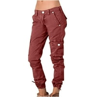 Ženske teretne hlače prevelike veličine jednobojne dugmad s patentnim zatvaračem elastični pojas ravne duge hlače