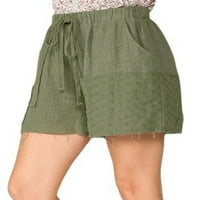2 / Ženske kratke hlače, jednobojne bermudske mini hlače, ljetne kratke hlače za plažu, svečane hlače Na vezanje