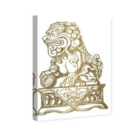 Wynwood Studio Symbols and Objects Wall Art Canvas Otisci 'Julianne Taylor - Foo Dog Gold I' simboli - zlato,