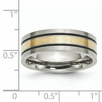 Titanium četkani 14K zlatni inlay ravni vjenčani prsten Veličina 8. Čovjek dragocjeni metalni fini nakit za tate