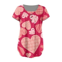 Ženske bluze Ženski modni ispis labavi ležerni kratki rukavi s V-izrekom uživo Top Pink xxl