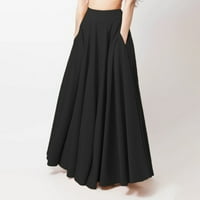 Žene moda labava ležerna duga velika čvrsta suknja suknja suknja od struka crna s