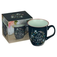 Darovi kršćanske umjetnosti velika keramička šalica za kavu i čaj s cvjetnim spisima za žene: Bog je dobar-stranica