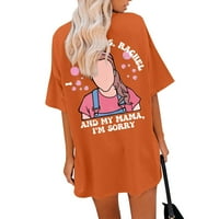 ; / Ženska prevelika majica sa zabavnim grafičkim ispisom slova, ramena s okruglim vratom, ljetne Ležerne majice