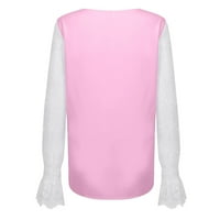 Ženski Casual čipkasti pulover s izrezom u obliku slova U i dugim rukavima, majice s printom srca, majice plus