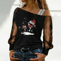 ; / ženska ležerna bluza sa šljokicama s printom mrežasta majica dugi ženski topovi udobni džemperi s dugim rukavima