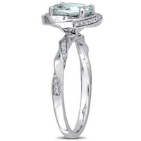 Miabella Women's 1- karat Aquamarine i karat Diamond 10kt bijeli zlatni halo prsten