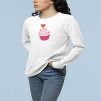 Ženska majica s dugim rukavima od srca i cupcakea za Valentinovo