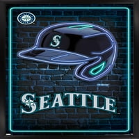 Seattle Mariners - plakat neonske kacige, 14.725 22.375 uokviren