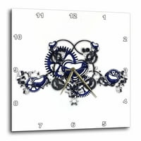 3Drose Steampunk Blue Steel Hearts Cogs zupčanici Tiskani dizajn - zidni sat,