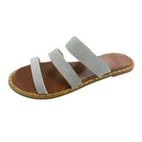 Dame ljetne ravne ležerne sandale Čvrsta boja kože otvoreni nožni prst papuče na plaži