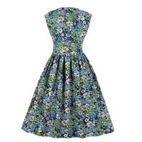 Ljetne haljine Ženska ljetna Vintage čajna haljina s prorezom na vratu do sredine struka i cvjetnim printom na