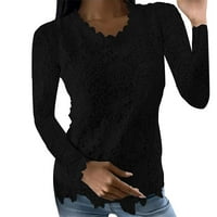 Bluza dugih rukava prodaja košulja ženske čipkaste tanke bluze dugih rukava cvjetne košulje s okruglim vratom