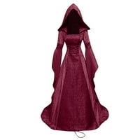 Gotička haljina na veliko za žene s dugim rukavima S kapuljačom, podna igra