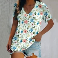 Ženske majice, ljetne Ležerne majice s izrezom u obliku slova A i kratkim rukavima s printom, majice