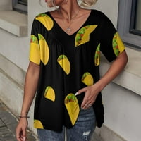 Ženska majica kratkih rukava širokog kroja, grafičke majice, bluza s izrezom u obliku slova a, ležerni vrhovi