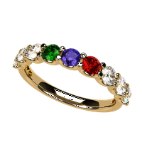 Nana U'r Obitelj Majčin prsten 1- multi-kamen za odrasle žensko rođendane, 10k žuto zlato, kamen veličine 5