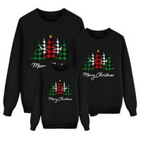Božićne obiteljske pidžame, odgovarajući setovi, Božićni pulover s dugim rukavima s printom slova, majica bez