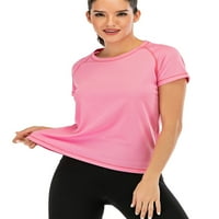 Ženska plus veličina majice kratkih rukava tinejdžera za vježbanje joge trening tunike vrhovi m-4xl bijela ljubičasta