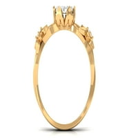 Zapanjujući CT prirodni dijamantni i zlatni prsten za cvijeće latica za žene, dijamantni fini prsten, 14K žuto