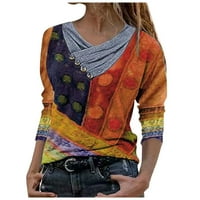 Ženska modna Donja košulja, ležerni preveliki džemper s izrezom u obliku slova A i vintage printom - narančasta