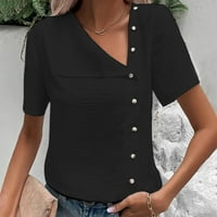 Ženski ljetni vrhovi vrhovi kratkih rukava bluze redovne fit majice pulover vrhovi majice vrhovi solidne majice