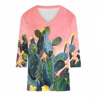 Majice za ženske ležerne rukave redovne fit v vratne majice vrhovi modni cvjetni cvjetni bluze