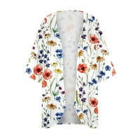 Rasprodaja donjeg rublja, ženski kimono s napuhanim rukavima s cvjetnim printom, kardigan, široka bluza od šifonskog