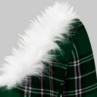 Bdfzl žene vrhovi za čišćenje žena haljina kabed dugi rukavi božićni krzneni v-izrez leđa haljina zelena m