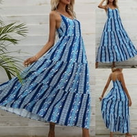 Ženski ljetni tisak duga suknja Boemska haljina za suspenziju